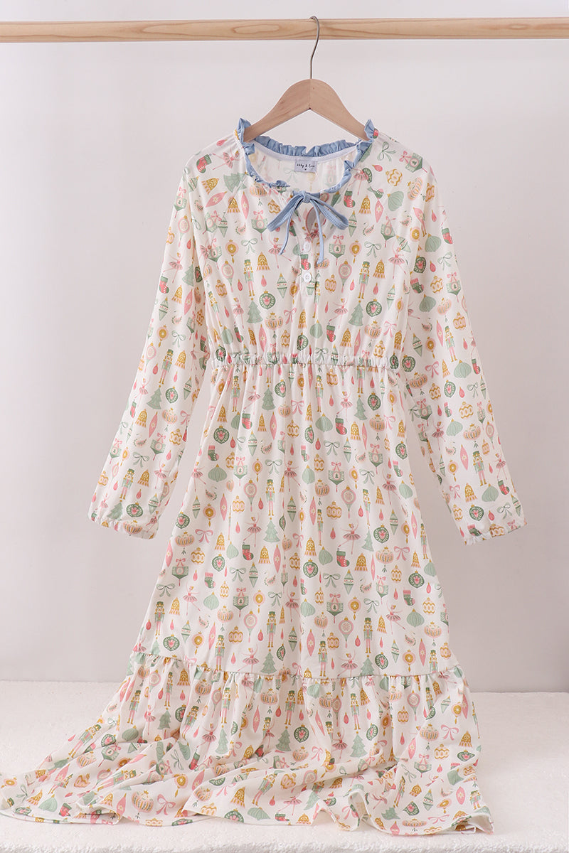 Nutcracker print tiered mom dress - ARIA KIDS