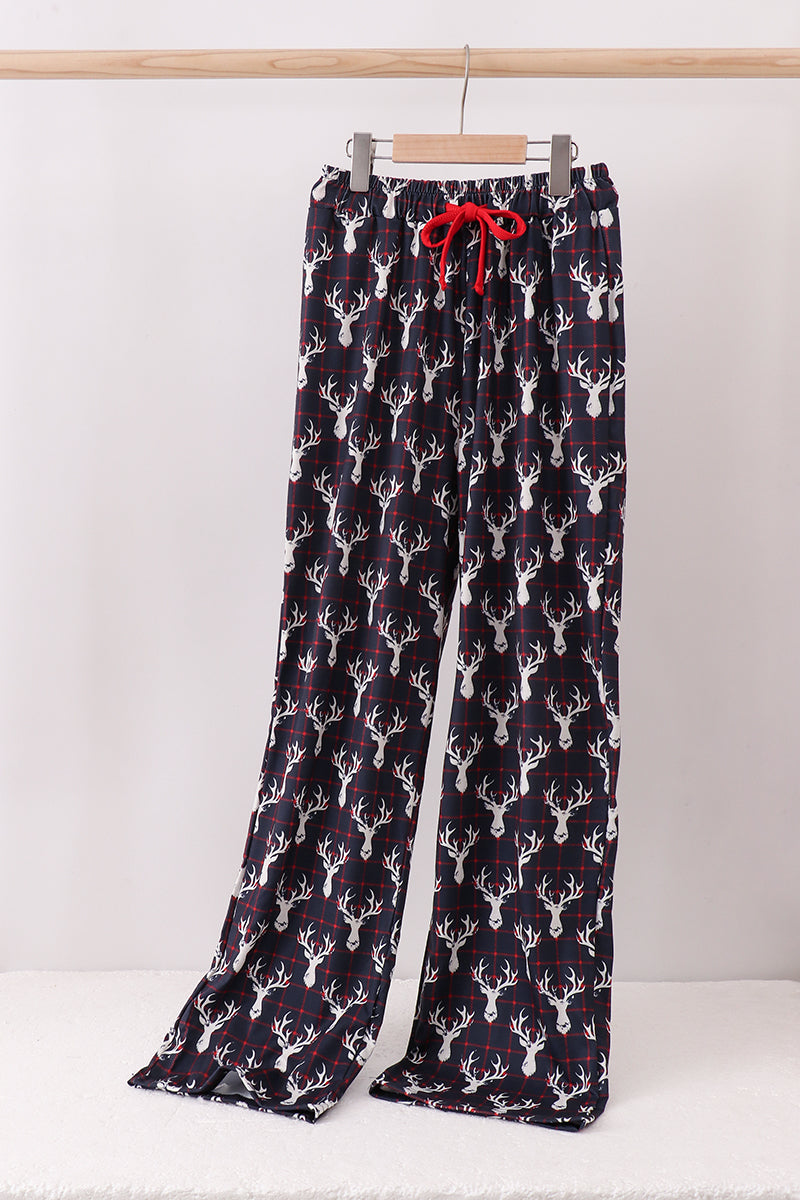Navy deer print mom pajamas pants - ARIA KIDS