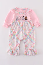 Pink farm animals embroidery girl romper - ARIA KIDS