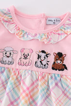 Pink farm animals embroidery girl romper - ARIA KIDS