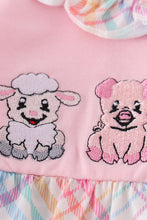 Pink farm animals embroidery girl romper - ARIA KIDS