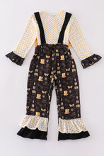 Mustard happy new year embroidery girl jumpsuit set - ARIA KIDS