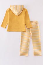 Mustard happy new year embroidery boy hoodie set - ARIA KIDS