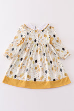 Mustard happy new year embroidery girl dress - ARIA KIDS