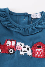 Navy farm french knot girl bloomer set - ARIA KIDS