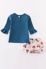 Navy farm french knot girl bloomer set - ARIA KIDS