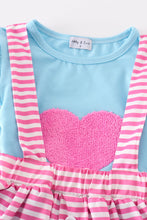 Blue valentine heart french knot girl skirt set - ARIA KIDS