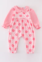 Pink valentine smile print girl jumpsuit set - ARIA KIDS