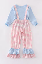 Blue valentine puppy heart applique girl jumpsuit set - ARIA KIDS