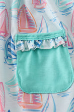 Green sailboat print ruffle girl set - ARIA KIDS