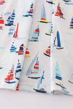 Navy sailboat print girl dress - ARIA KIDS