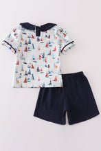 Navy sailboat print boy set - ARIA KIDS