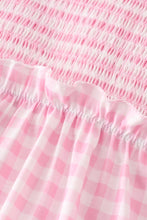 Pink gingham smocked women dress - ARIA KIDS