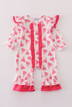 Pink valentine heart print girl romper - ARIA KIDS