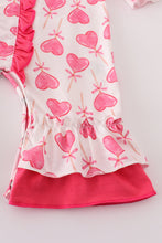 Pink valentine heart print girl romper - ARIA KIDS