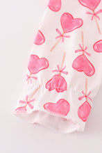 Pink valentine heart print girl romper - ARIA KIDS