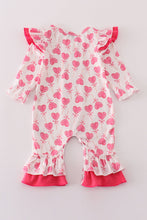 Pink valentine heart print girl romper - ARIA KIDS