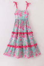 Pink Palm Paradise print tiered mom dress - ARIA KIDS