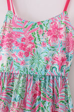 Pink Palm Paradise print tiered mom dress - ARIA KIDS