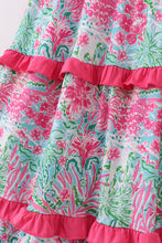 Pink Palm Paradise print tiered mom dress - ARIA KIDS