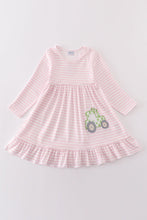 Pink tractor lucky clover applique girl dress - ARIA KIDS