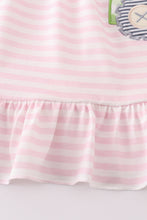 Pink tractor lucky clover applique girl dress - ARIA KIDS