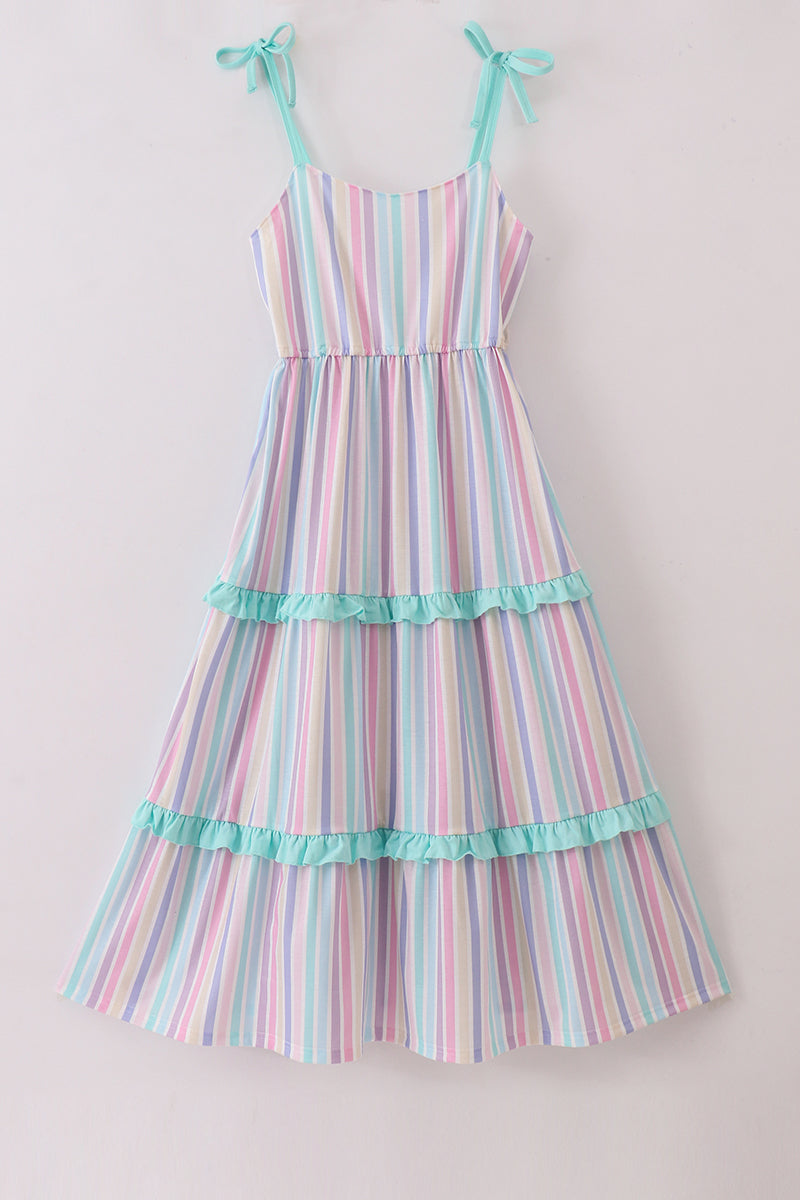 Multicolored stripe tiered mom dress - ARIA KIDS