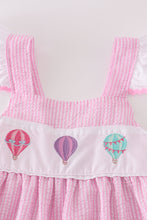 Pink seersucker hot air balloon embroidery dress - ARIA KIDS