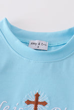 Blue he is risen cross embroidery boy set - ARIA KIDS