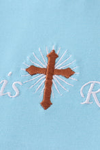 Blue he is risen cross embroidery boy set - ARIA KIDS
