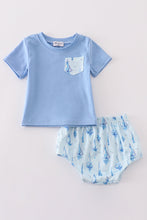 Blue sailboat print boy bloomer set - ARIA KIDS