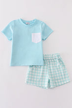 Blue gingham boy shorts set - ARIA KIDS