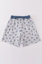 Blue stripe anchor print dad swim trunks - ARIA KIDS