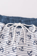 Blue stripe anchor print dad swim trunks - ARIA KIDS