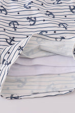 Blue stripe anchor print dad swim trunks - ARIA KIDS