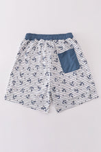 Blue stripe anchor print dad swim trunks - ARIA KIDS