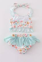 Minty floral bloom print 2pc girl swimsuit - ARIA KIDS