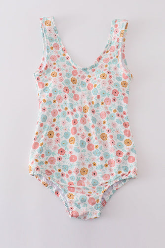 Minty floral bloom print mom swimsuit - ARIA KIDS