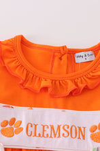 Orange clemson embroidery girl dress - ARIA KIDS