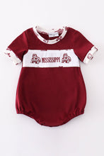 Maroon mississippi embroidery boy bubble - ARIA KIDS