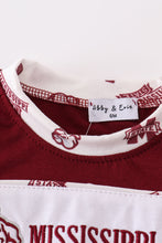 Maroon mississippi embroidery boy bubble - ARIA KIDS