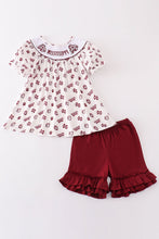 Maroon mississippi embroidery girl set - ARIA KIDS