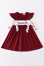 Maroon mississippi embroidery girl dress - ARIA KIDS