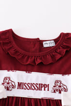 Maroon mississippi embroidery girl dress - ARIA KIDS