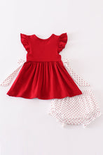 Red sooners embroidery girl bloomer set - ARIA KIDS