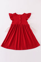 Red sooners embroidery girl dress - ARIA KIDS