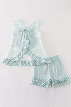 Blue stripe sailboat embroidery girl set - ARIA KIDS