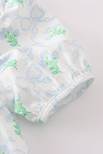 Green leaves bow print girl set - ARIA KIDS