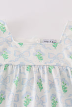 Green leaves bow print mom&me dress - ARIA KIDS