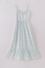Green leaves bow print mom&me dress - ARIA KIDS